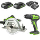 24V Brushless Drill & 7-1/4'' Circular Saw Combo Kit w/ (2) 2.0Ah Batteries & Charger