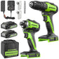 24V Cordless Battery Drill / Driver and Impact Driver w/ Two (2) 2.0Ah Batteries & Charger