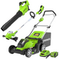 40V 17" Push Mower, 13" String Trimmer & 390 CFM Blower Combo Kit w/ 4.0Ah Battery & Charger