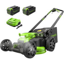 40V 25" Cordless Battery Brushless Dual Blade Self-Propelled Lawn Mower w/ (2) 4.0Ah Batteries & Dual Port Charger