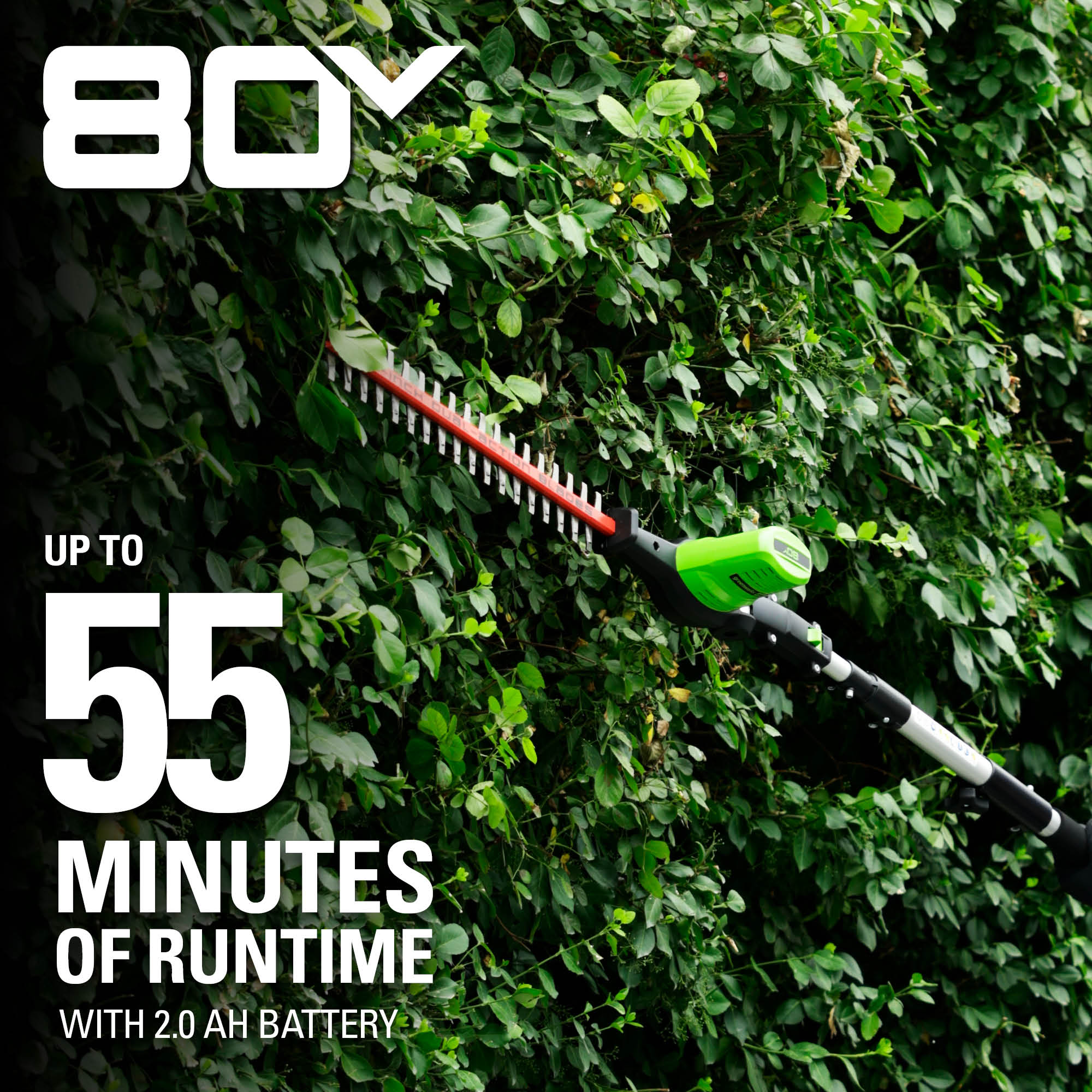 80V 20" Cordless Pole Hedge Trimmer (3/4“cut, 3000SPM), Tool Only