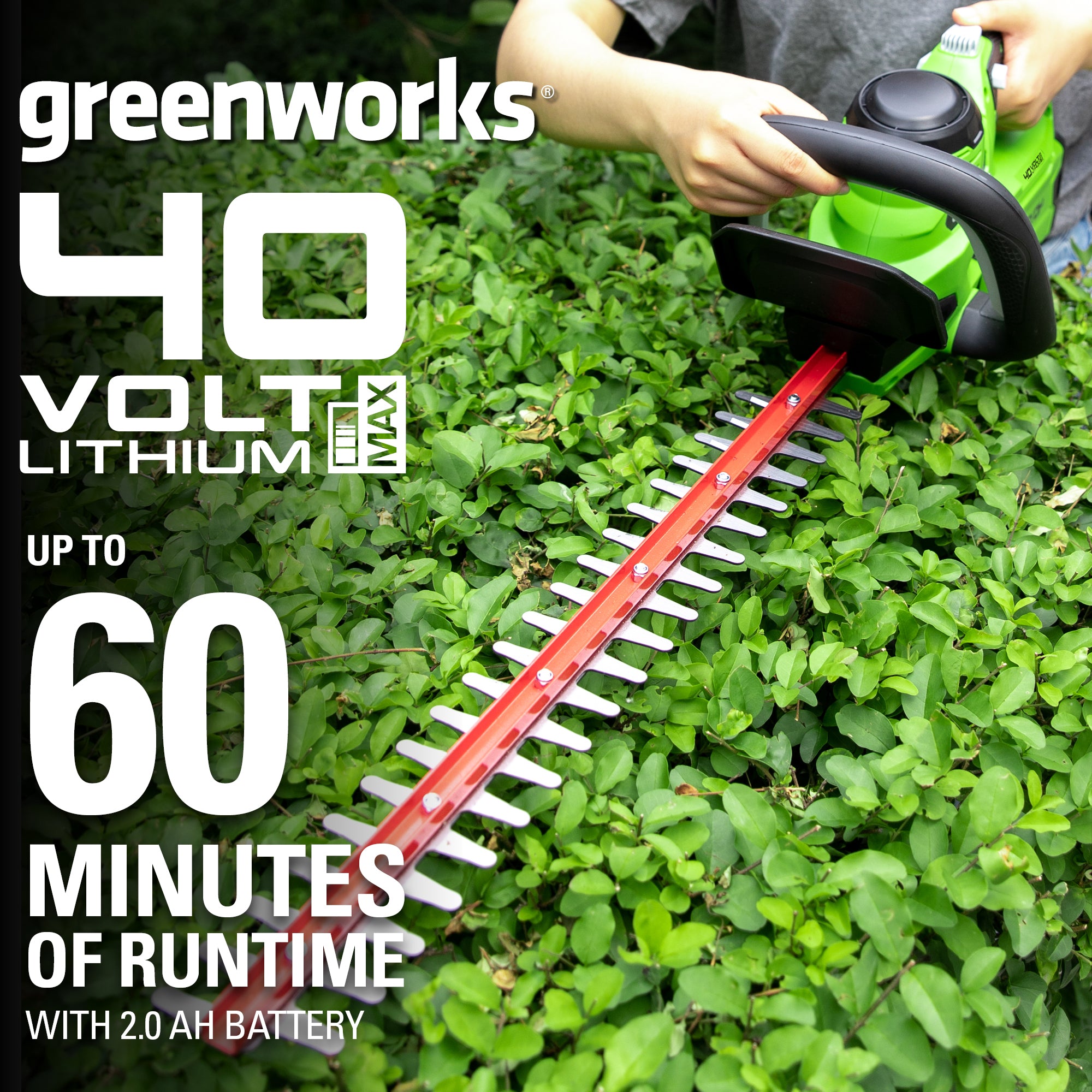 40V 24" Cordless Battery Hedge Trimmer w/ 2.0 Ah USB Battery & Charger