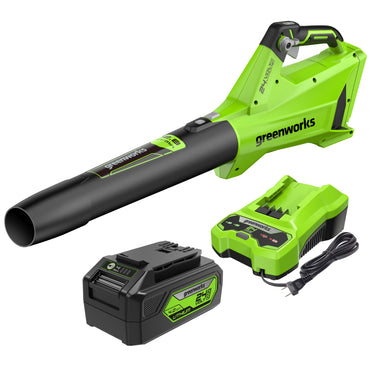 24V 450 CFM Cordless Battery Leaf Blower w/ 4.0 Ah USB Battery & Charger