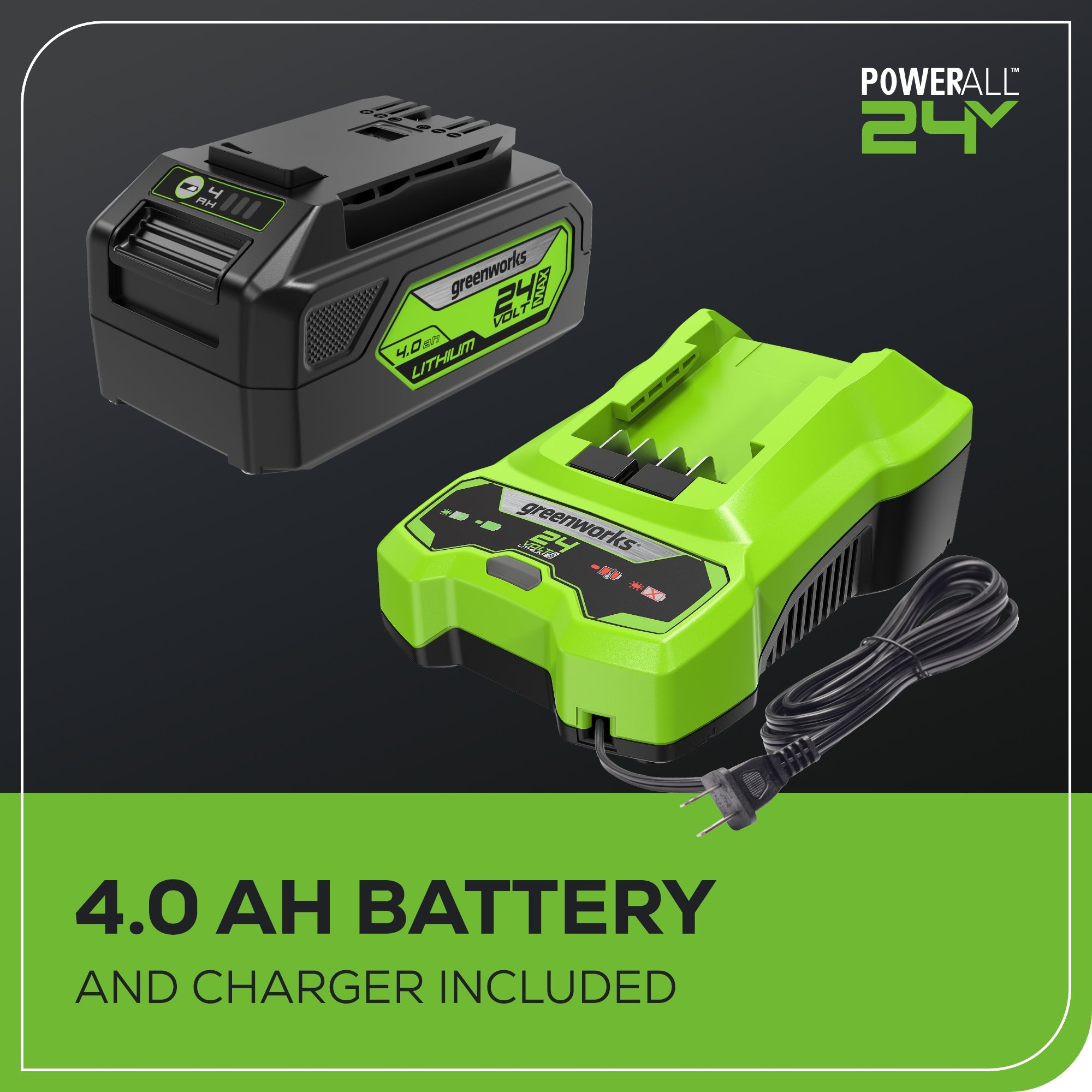 24V 450 CFM Cordless Battery Leaf Blower w/ 4.0 Ah USB Battery & Charger