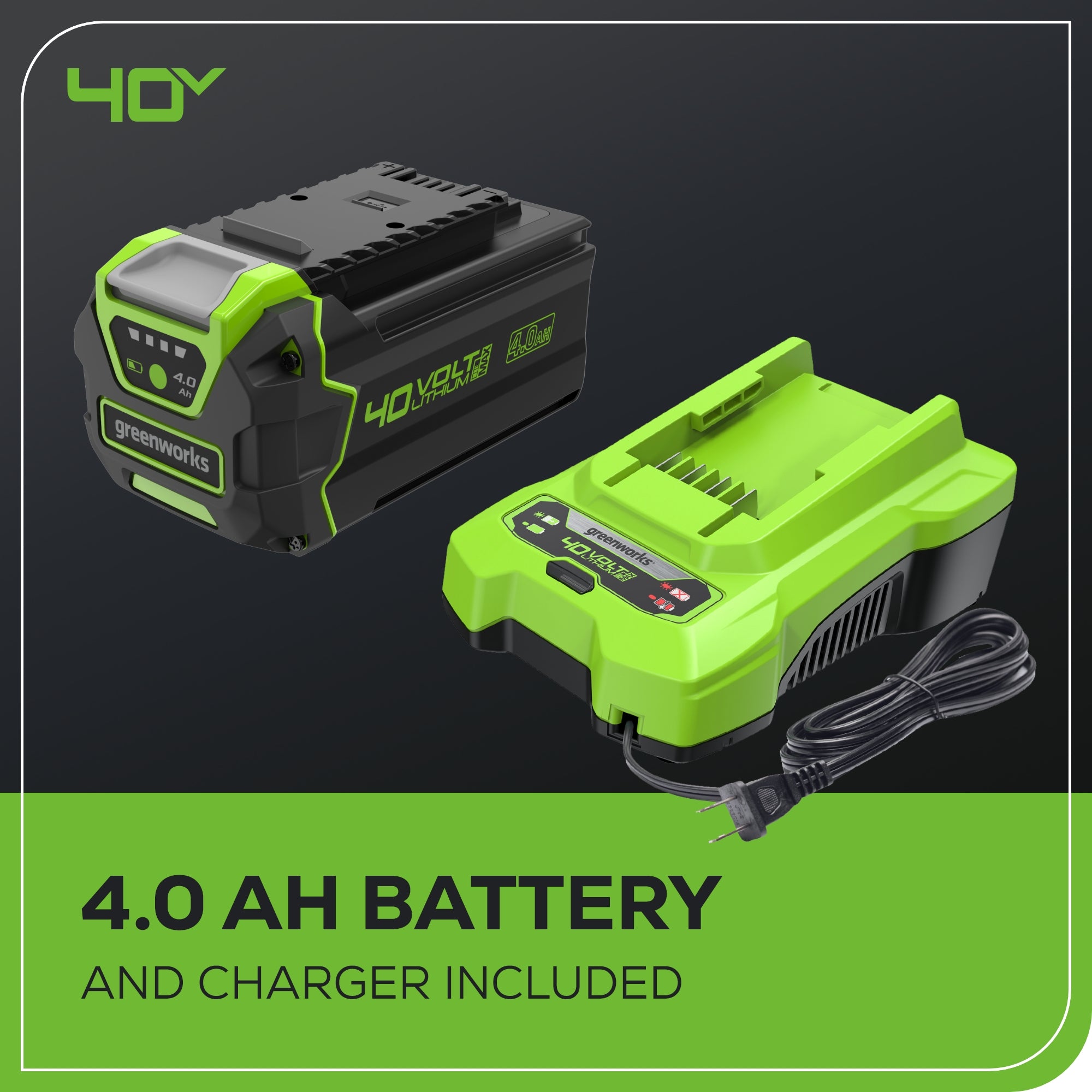 40V 340 CFM Cordless Battery Leaf Blower & Vacuum w/ 4.0 Ah Battery & Charger