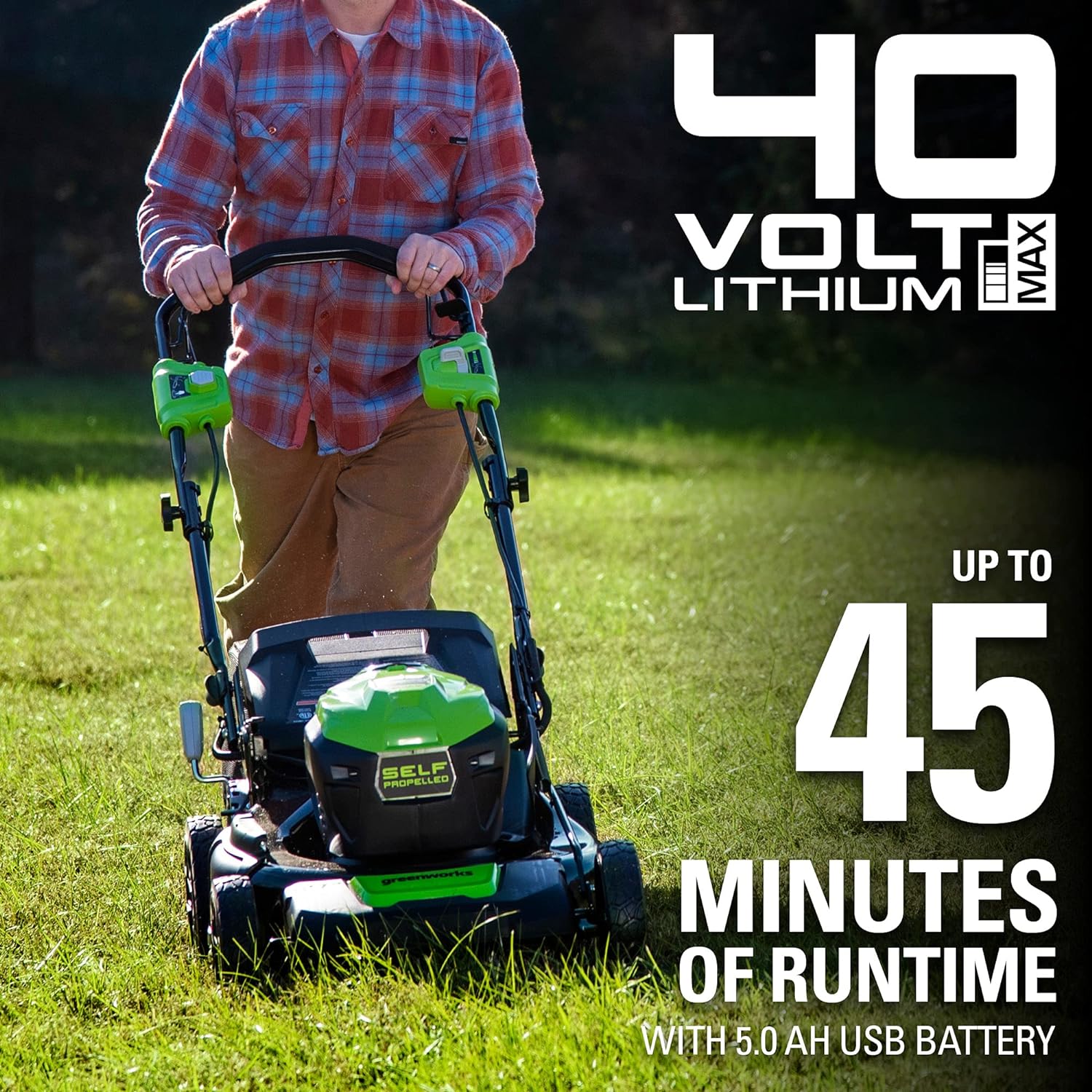 40V 21" Cordless Battery Self-Propelled Lawn Mower w/ 5.0Ah USB Battery & Charger