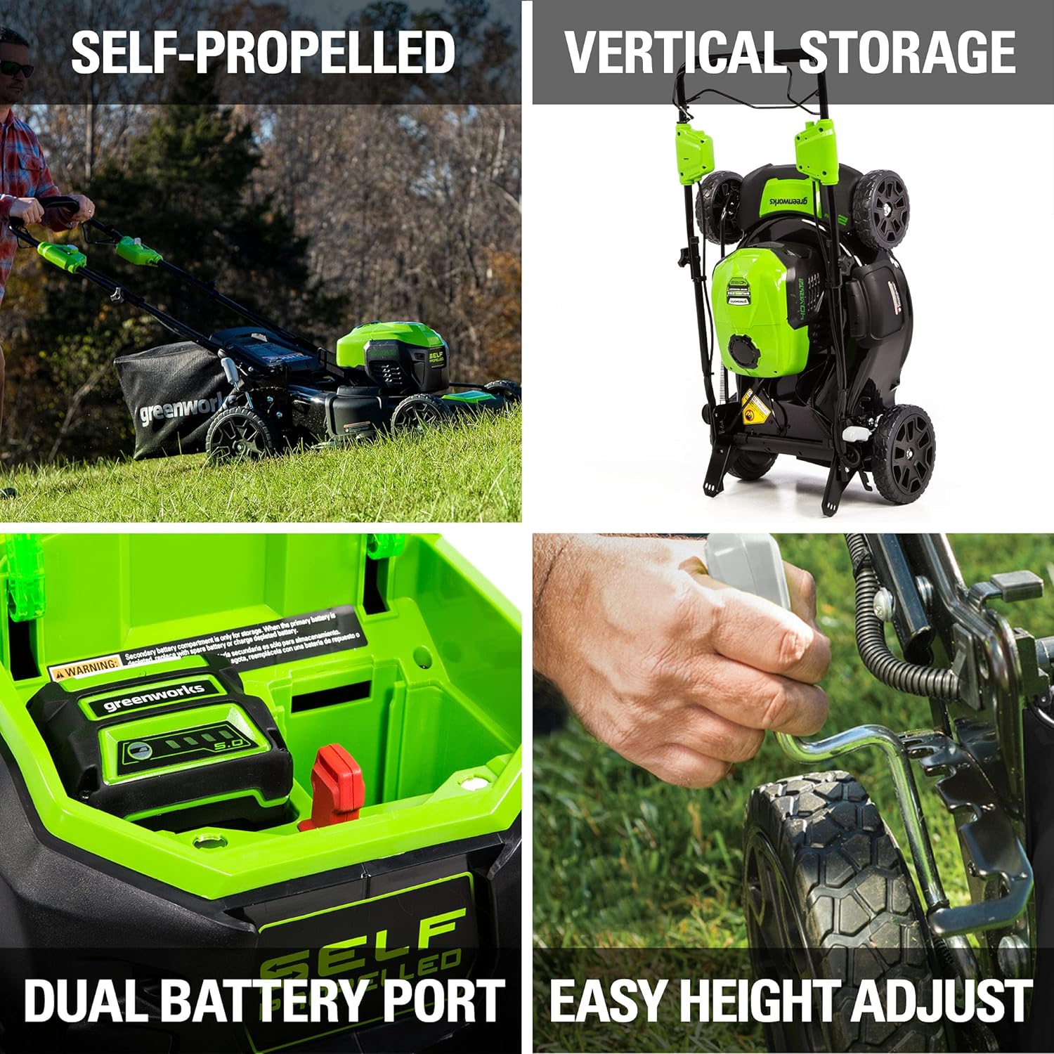 40V 21" Cordless Battery Self-Propelled Lawn Mower w/ 5.0Ah USB Battery & Charger