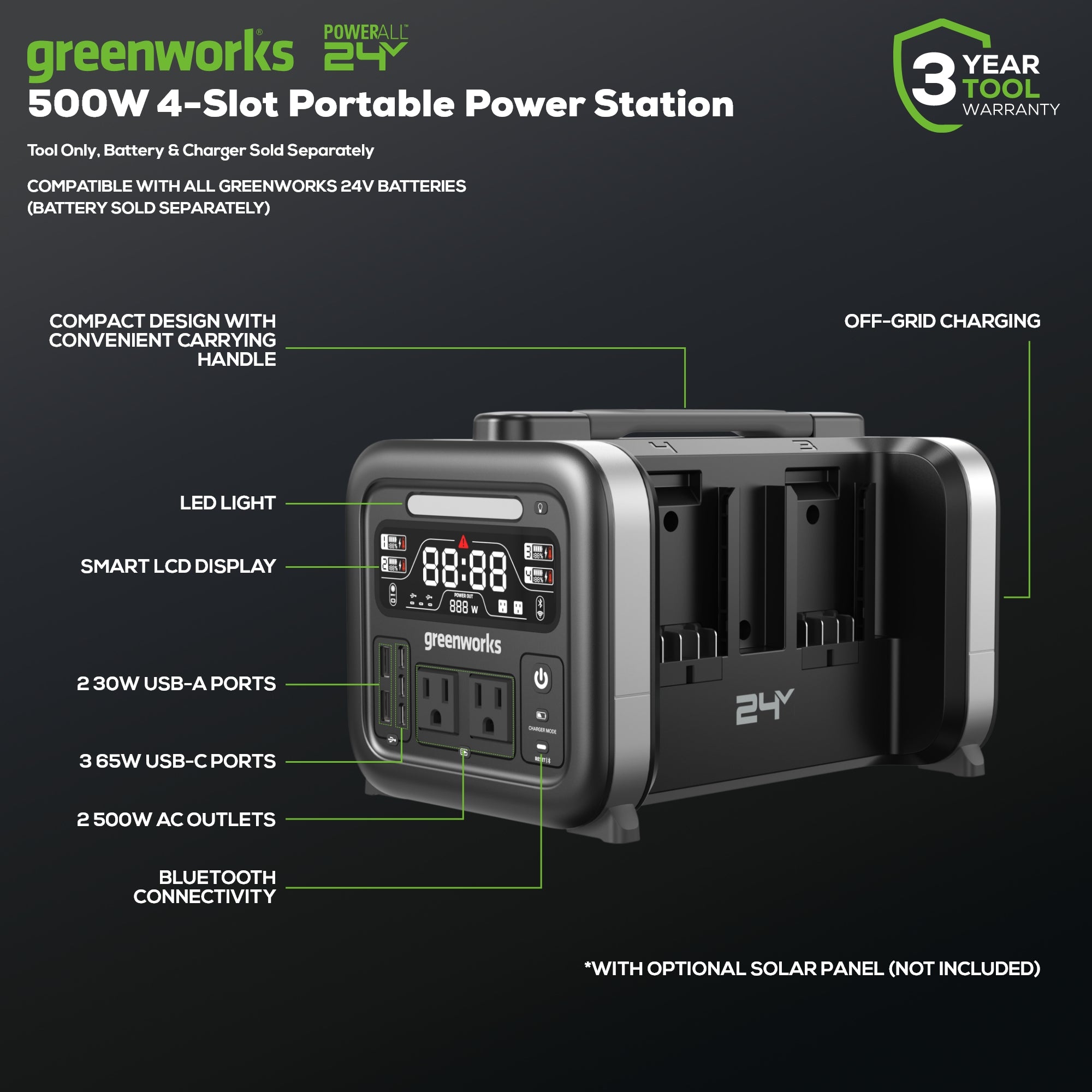 24V 500W Portable Power Station (Tool Only)