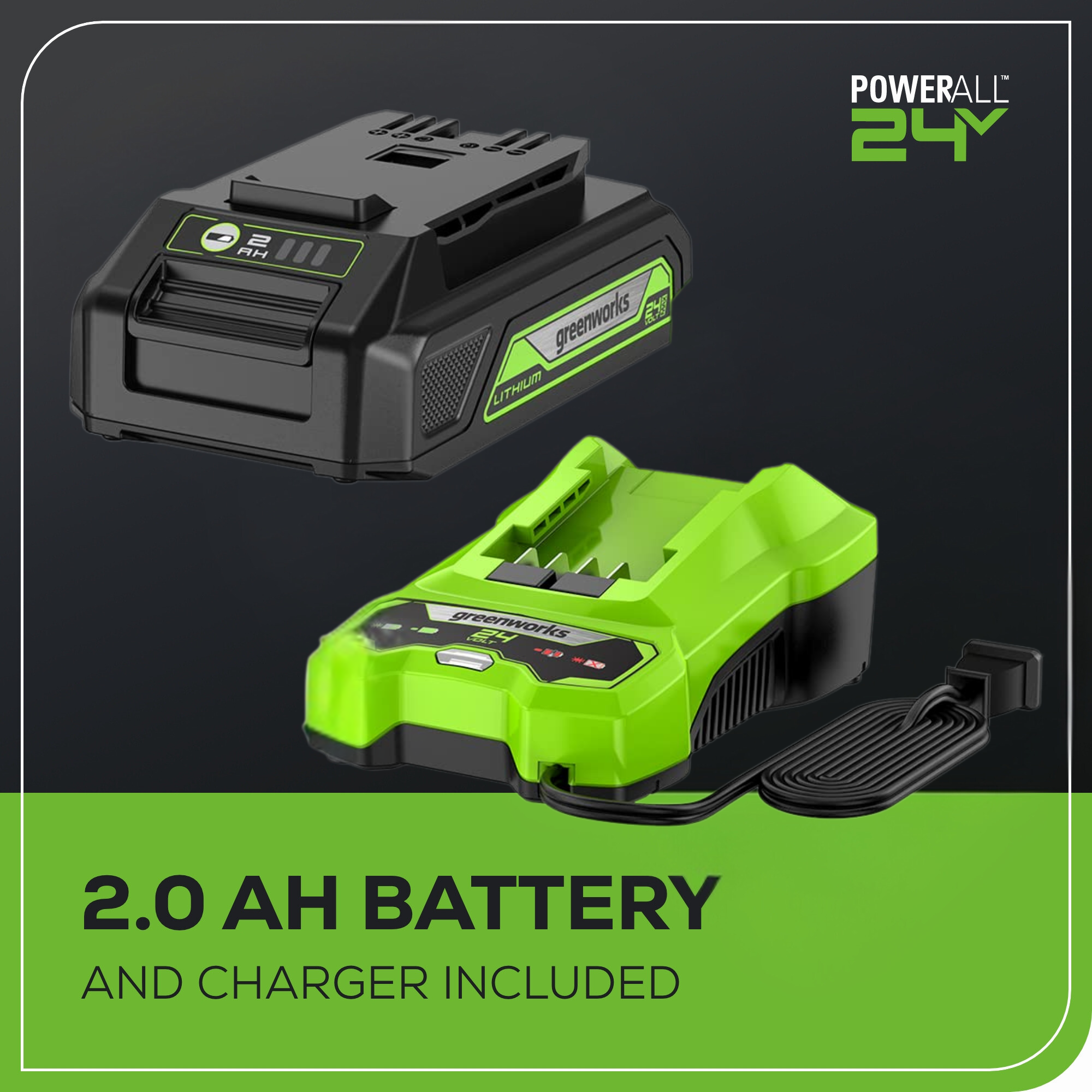 24V Cordless Battery Inflator w/ (1) 2Ah USB Battery & Charger