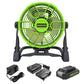 24V Cordless Fan w/ 2.0Ah USB Battery, 0.5A Charger & AC Adapter