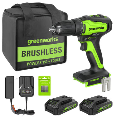 24V Brushless 1/2" 310 in/lbs Drill / Driver w/ (2) 1.5 Ah USB Batteries