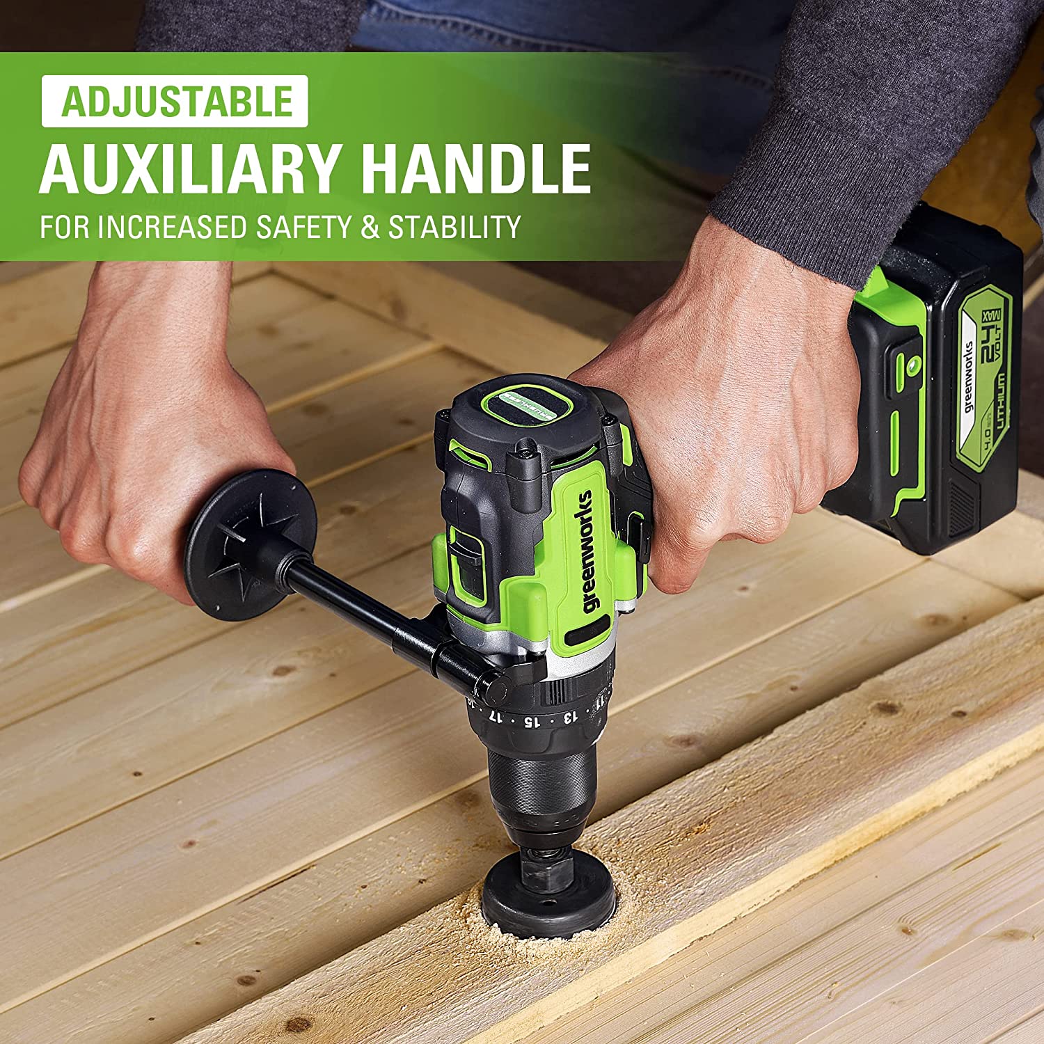 Greenworks 24V Max Cordless Brushless Drill + Impact Combo Kit, (2) 2.0Ah Batteries, Fast Charger, and Bag Included
