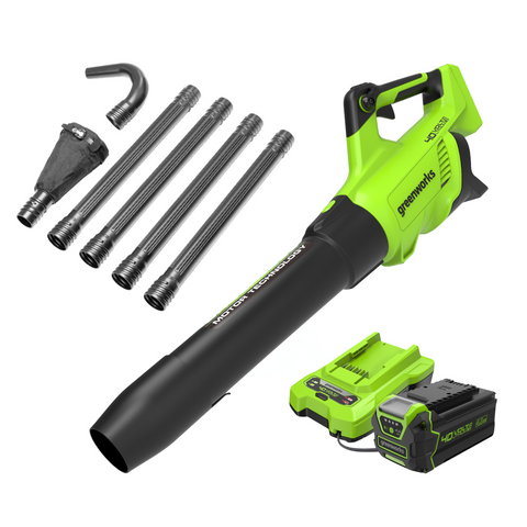 40V 550 CFM Cordless Battery Leaf Blower & Gutter Cleaning Kit w/ 4.0 Ah Battery & Charger