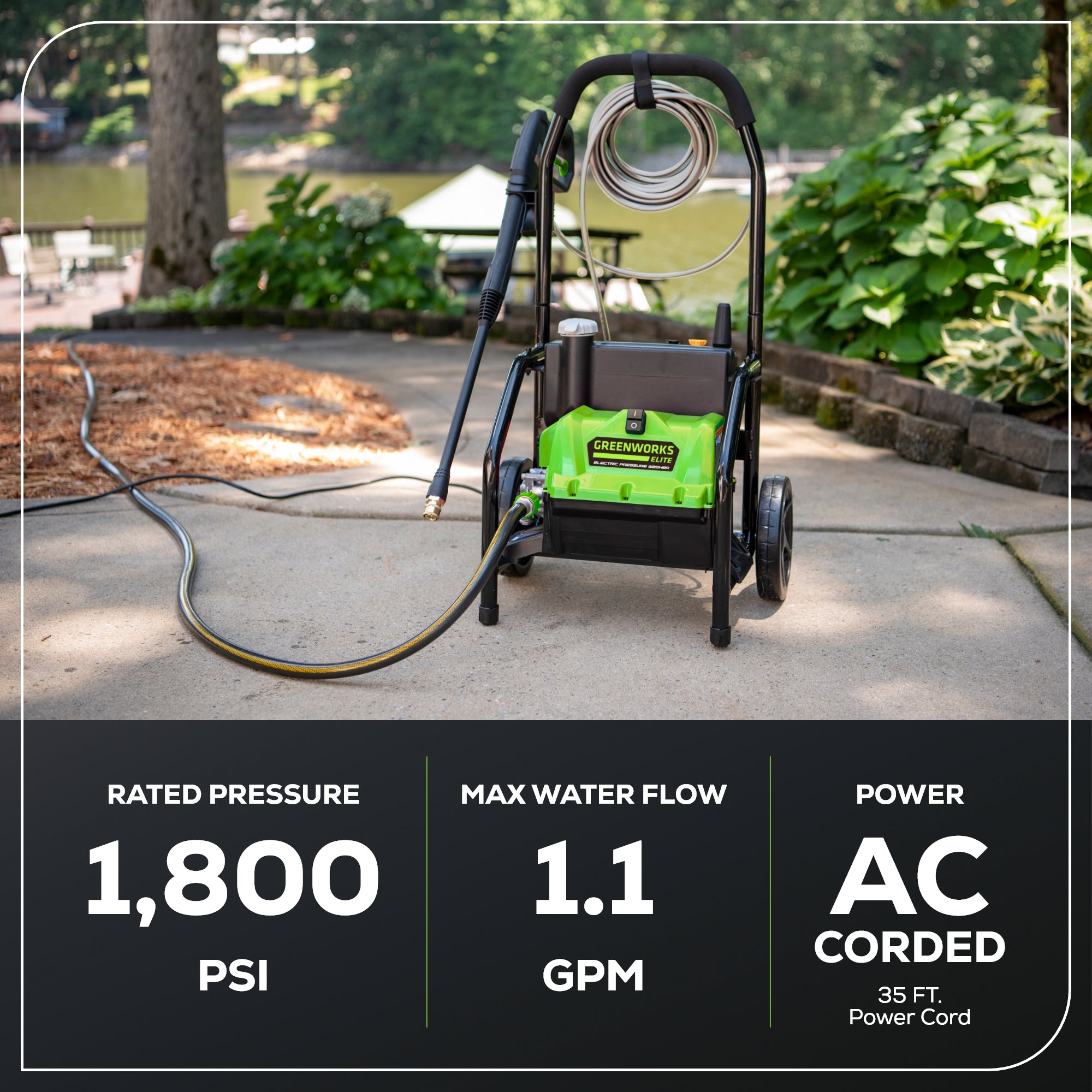 1800 PSI 1.1 GPM Cold Water Electric Pressure Washer