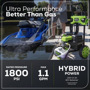 60V Hybrid 1800 PSI 1.1 GPM Cold Water Pressure Washer (Tool Only)