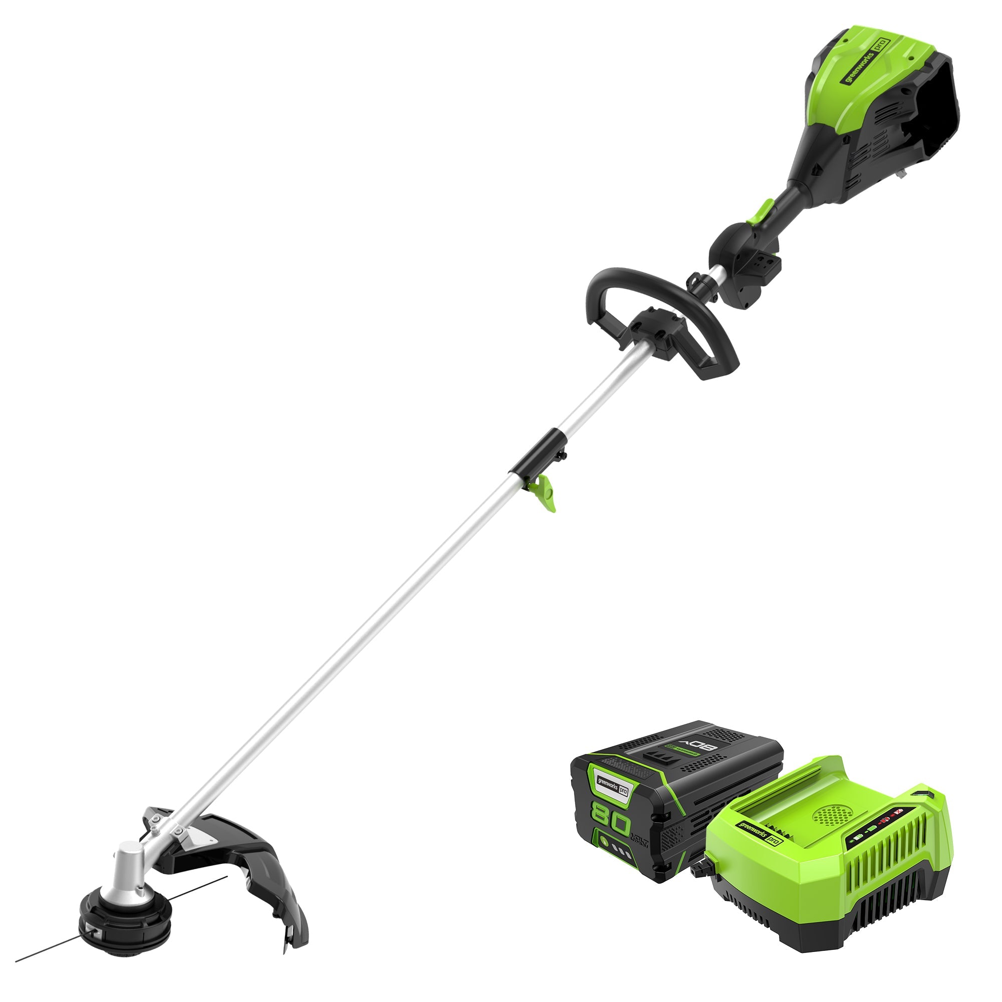 80V 16" Cordless Battery String Trimmer (Attachment Capable) & 8-Inch Edger Attachment Combo Kit w/ 2.0Ah Battery & Charger