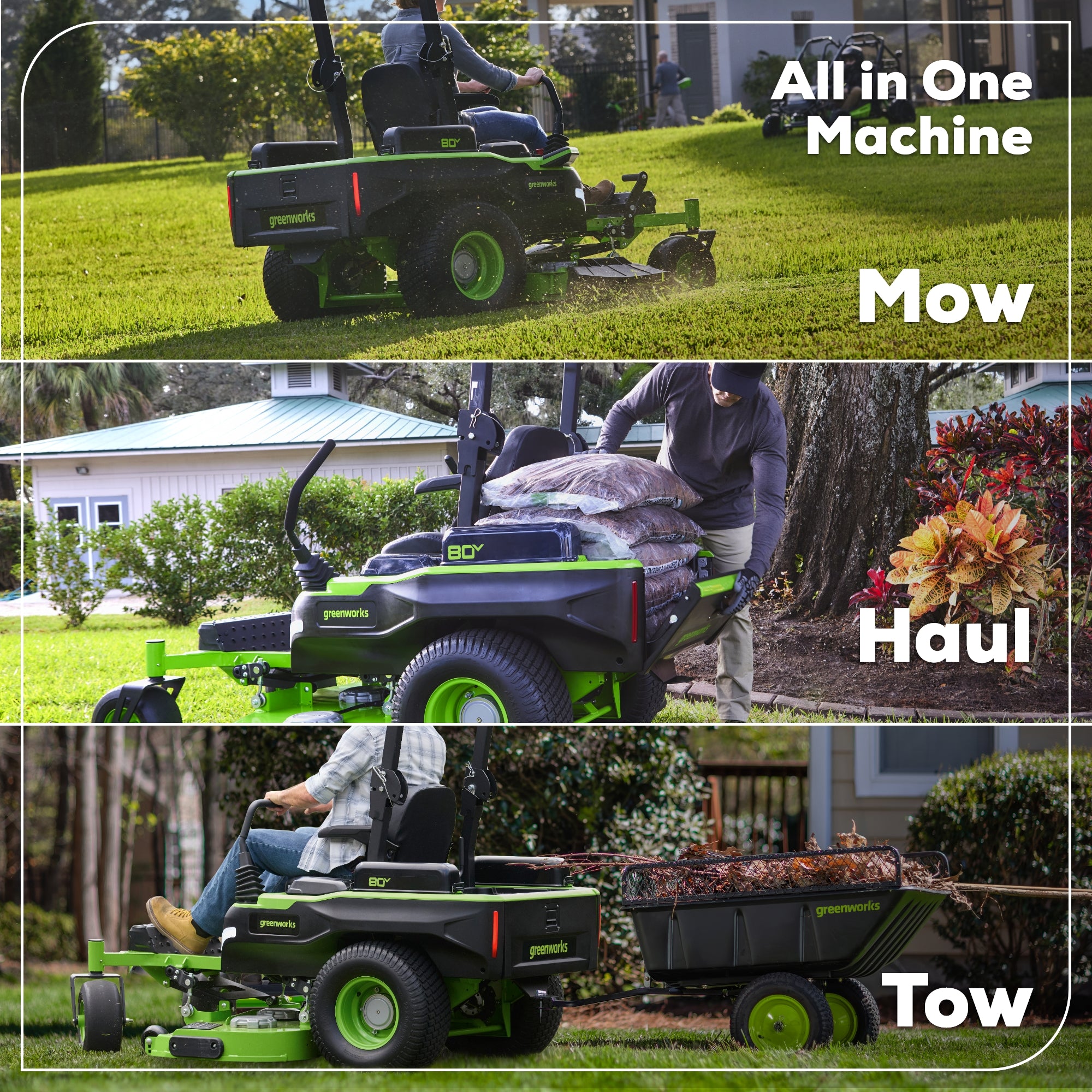 80V 60" MaximusZ Zero Turn Lawn Mower w/ (4) 8Ah Batteries, (2) 16Ah Batteries & 1.5kW Wall Charger