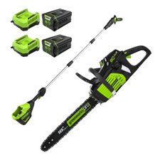 80V 18" Cordless Battery Chainsaw & 10" Pole Saw Combo Kit w/ (2) 2.0Ah Batteries & (2) Chargers.