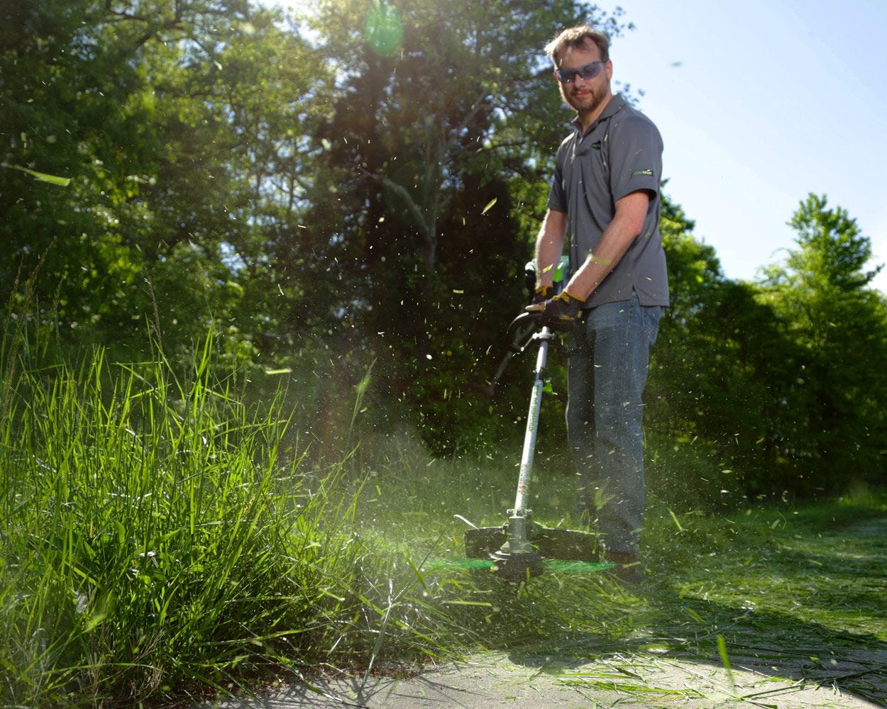 80V 16" Cordless Battery String Trimmer (Attachment Capable) & 8-Inch Edger Attachment Combo Kit w/ 2.0Ah Battery & Charger