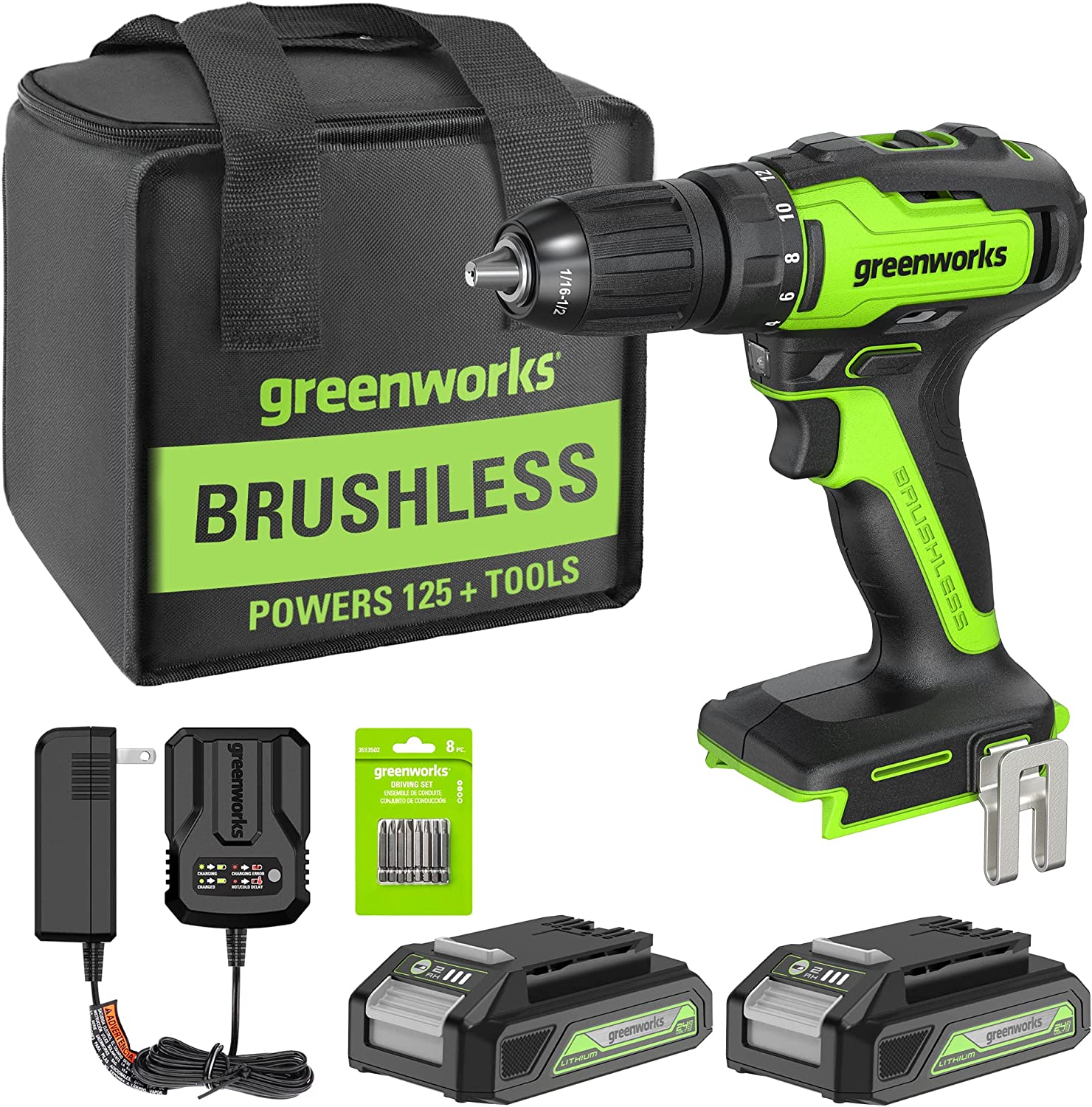 24V Drill, Impact Driver, Jig Saw & Brad Nailer 4PC Combo Kit w/ (2) Batteries & Charger