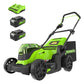 48V (2x24V) 17" Cordless Battery Push Lawn Mower w/ (2) 4.0Ah Batteries & Dual Port Charger