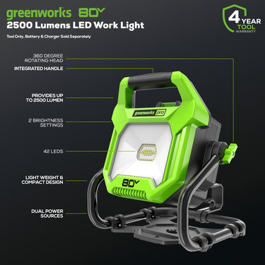 80V AC/DC 2,500 Lumen LED Work Light (Tool Only)