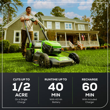 80V 21" GEN 2 Cordless Battery 4-in-1 Push Lawn Mower(Auto Switch) w/ 4.0Ah Battery & Charger