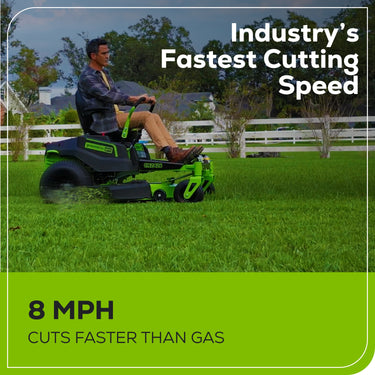 60V 42" Cordless Battery CrossoverZ Zero Turn Lawn Mower + Bagger w/ Six (6) 8.0Ah Batteries and Three (3) Dual Port Turbo Chargers