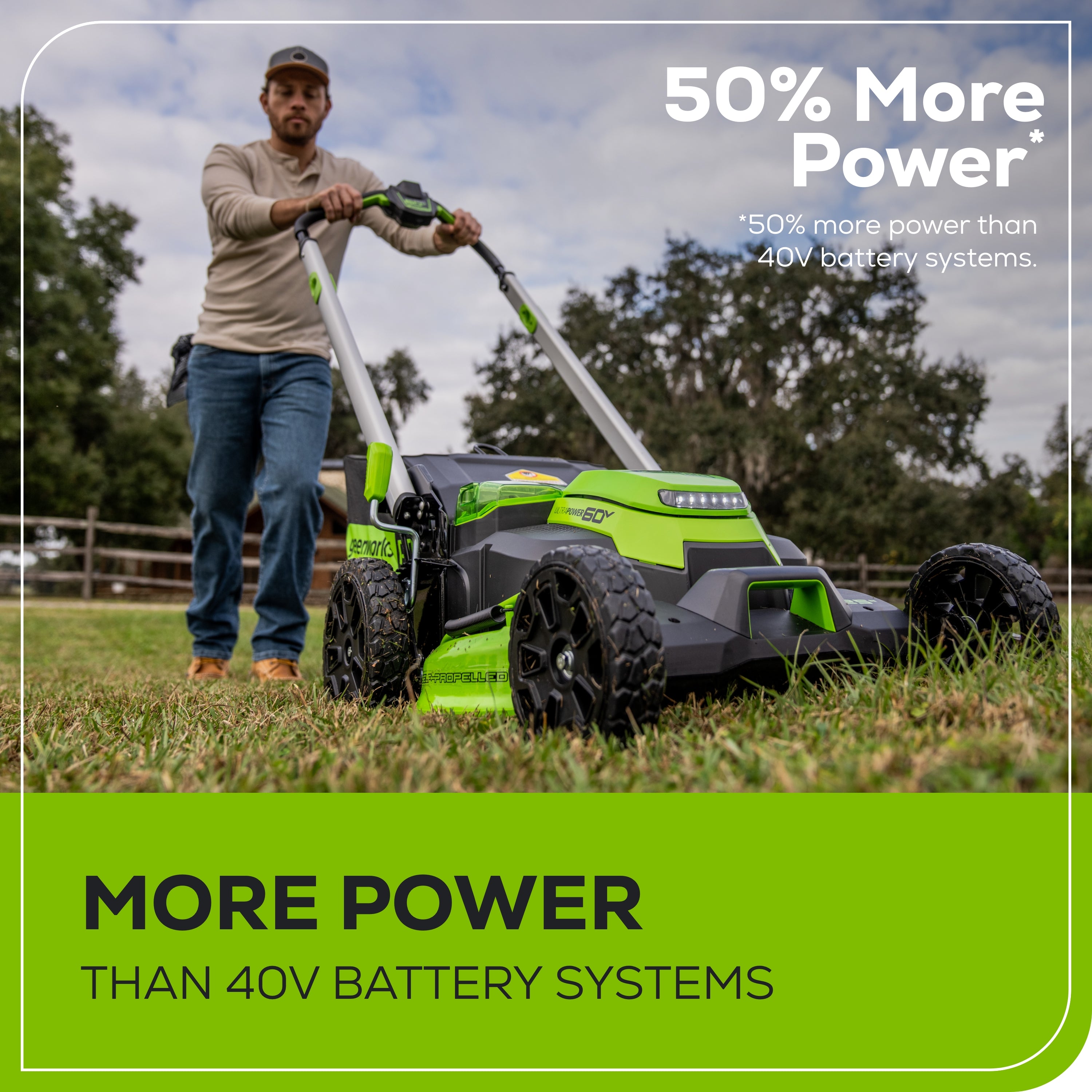 60V 25" Cordless Battery Dual Blade Self-Propelled Lawn Mower w/ Two (2) 4.0Ah Batteries & Dual-Port Charger