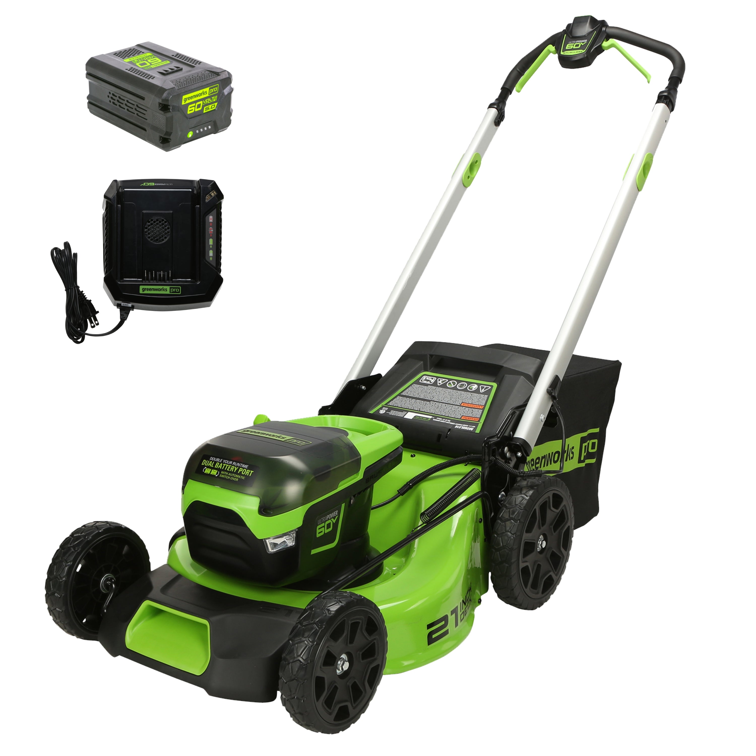 60V 21" Cordless Battery Push Lawn Mower w/ 5.0Ah Battery & Charger