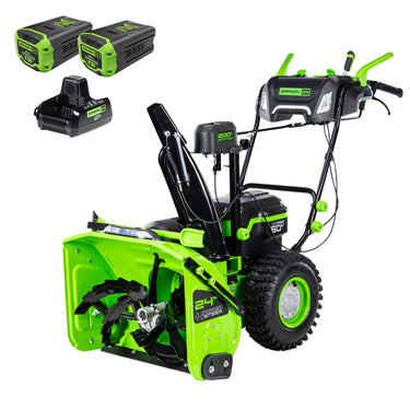 60V 24" Cordless Battery Two-Stage Snow Blower w/ Two (2) 8.0 Ah Batteries & Dual-Port Charger