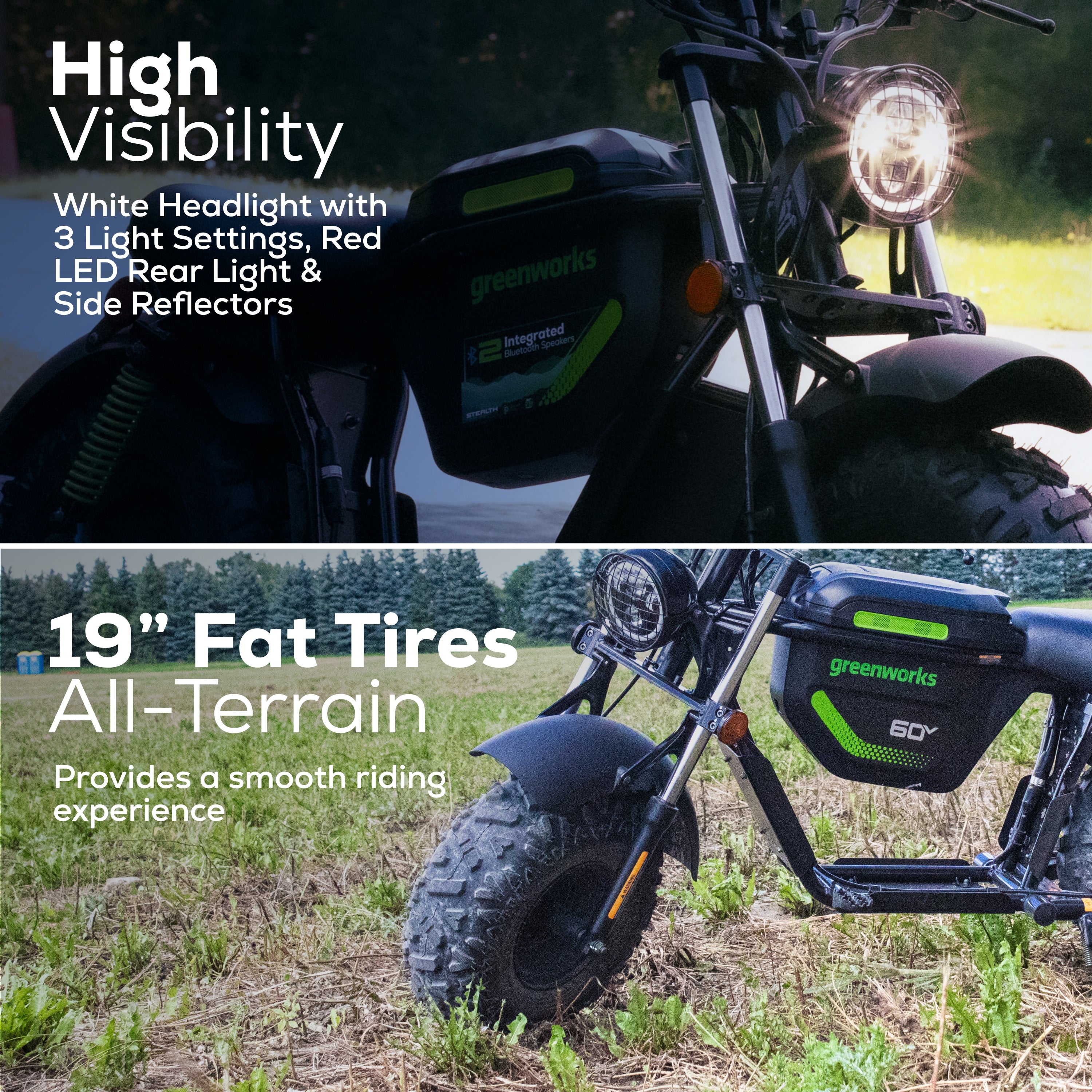 60V STEALTH Series Electric Mini-Bike w/ (2) 8.0Ah Batteries & Dual-Port Rapid Charger