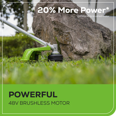 48V (2x24V) 16" Cordless Battery String Trimmer (Attachment Capable) w/ (2) 4.0Ah USB Batteries & Dual Port Charger