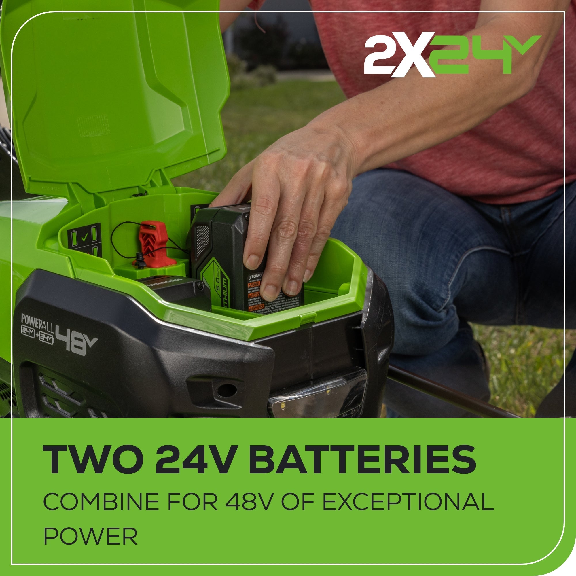 48V (2x24V) 21" Cordless Battery Self-Propelled Mower 5PC Combo Kit w/ (2) 5.0Ah Batteries & Chargers