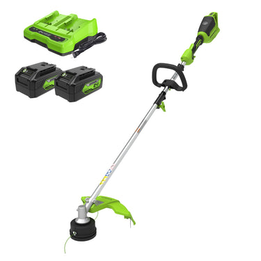 48V (2x24V) 16" Cordless Battery String Trimmer (Attachment Capable) w/ (2) 4.0Ah USB Batteries & Dual Port Charger