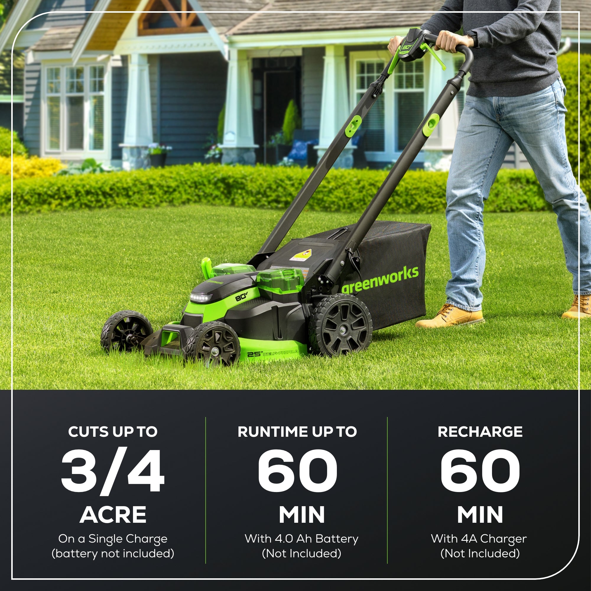 80V 25" Cordless Battery Brushless Dual Blade Self-Propelled Mower (Tool Only)