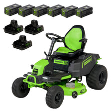 80V 42" Cordless Battery CrossoverT Riding Lawn Mower w/ Six (6) 5.0Ah Batteries and Three (3) Dual Port Turbo Chargers