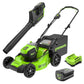 80V 21" Cordless Battery Brushless Push Mower & 500CFM Axial Leaf Blower w/(2) 2.0Ah Batteries and Rapid Charger