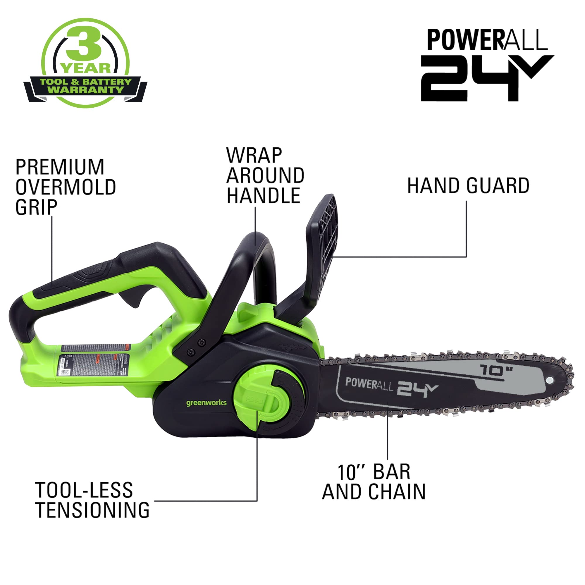 24V 10" Cordless Battery Chainsaw (Tool Only)