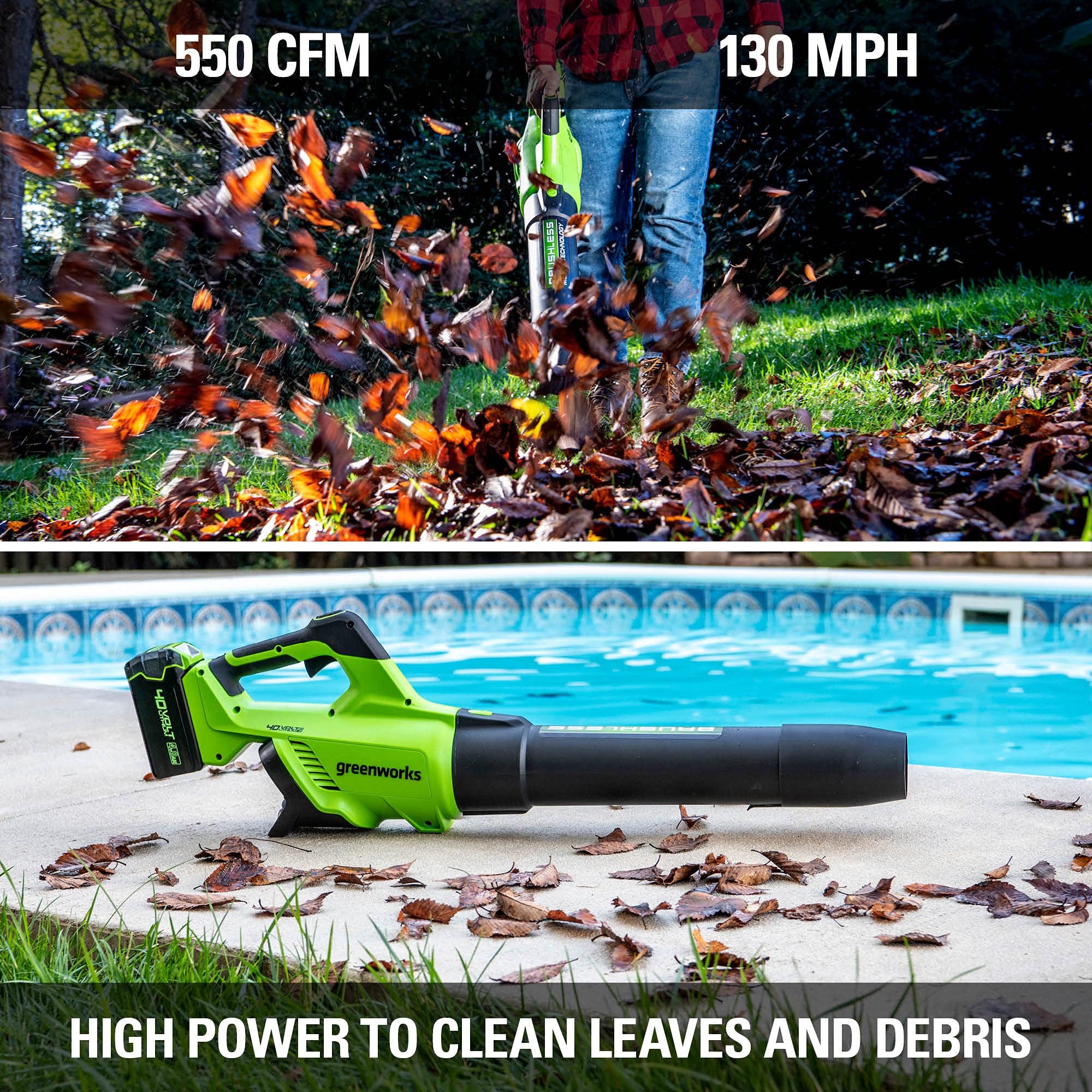 40V 550 CFM Cordless Battery Leaf Blower (Tool Only)