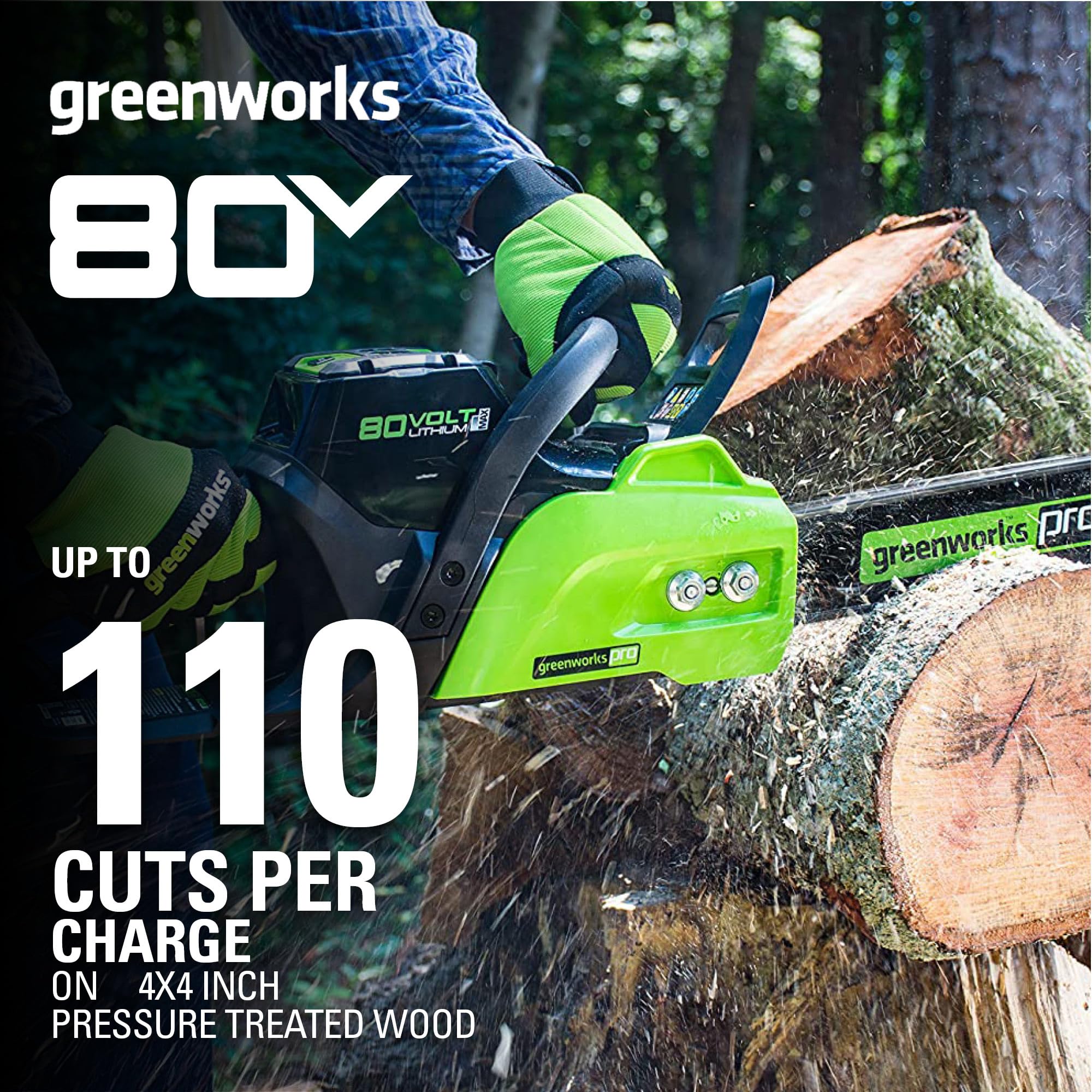 80V 18" Cordless Battery Chainsaw & 10" Pole Saw Combo Kit w/ (2) 2.0Ah Batteries & (2) Chargers.