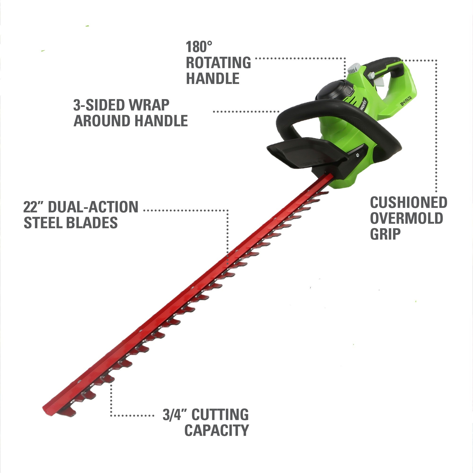 24V 22" Cordless Battery Hedge Trimmer 2816 SPM (Tool Only)