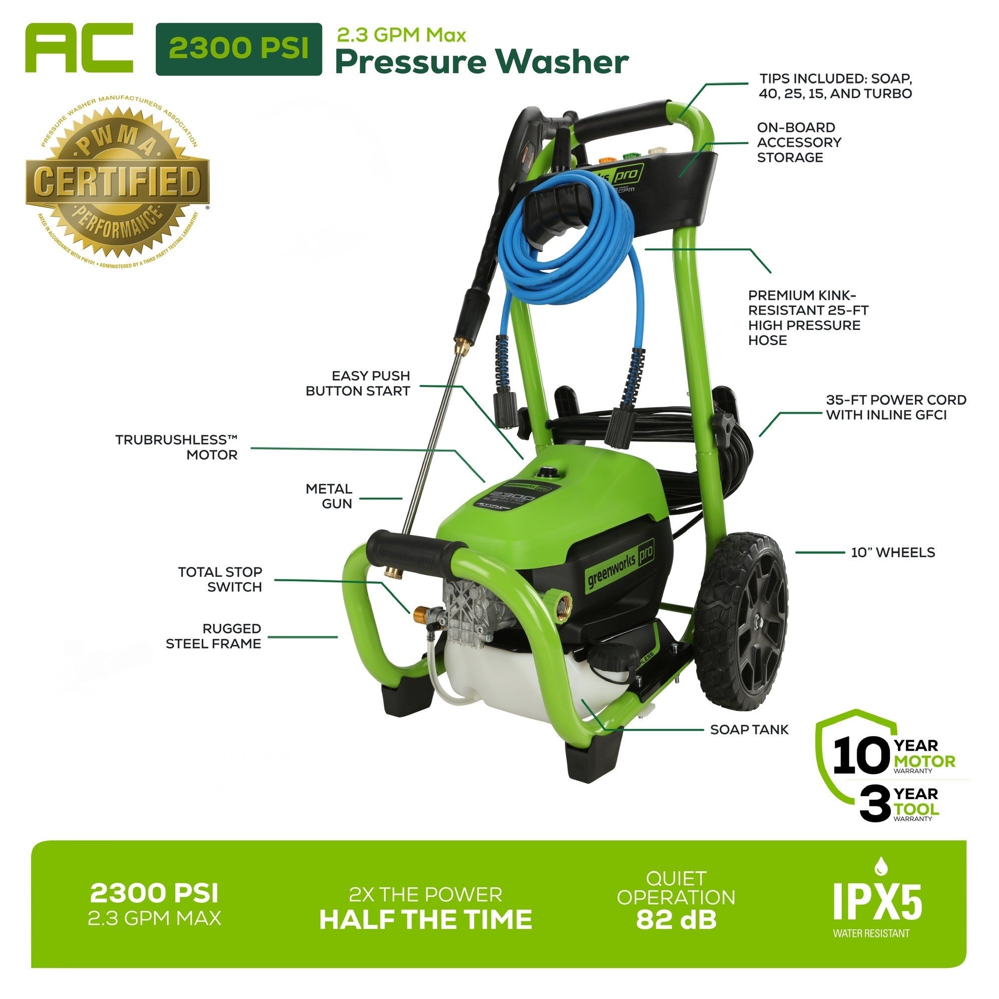 2300 PSI 1.2-GPM Cold Water Electric Pressure Washer