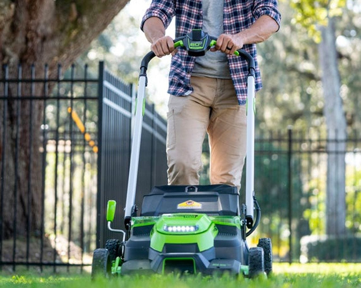 60V 25" Cordless Battery Self-Propelled Mower Combo Kit w/ Blower, (2) 4.0Ah Batteries and Dual Port Charger