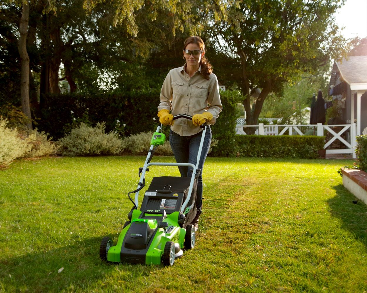 Greenworks rechargeable lawn discount mower