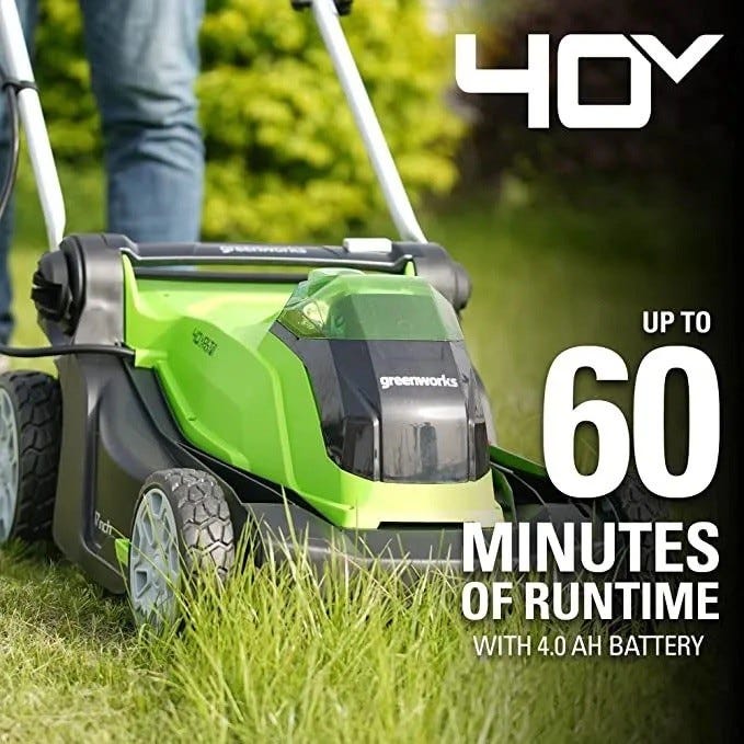 40V 17" Push Mower, 13" String Trimmer & 390 CFM Blower Combo Kit w/ 4.0Ah Battery & Charger