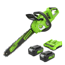 48V (2x24V) 16" Cordless Battery Chainsaw w/ Two (2) 4.0Ah USB Batteries & Dual Port Charger