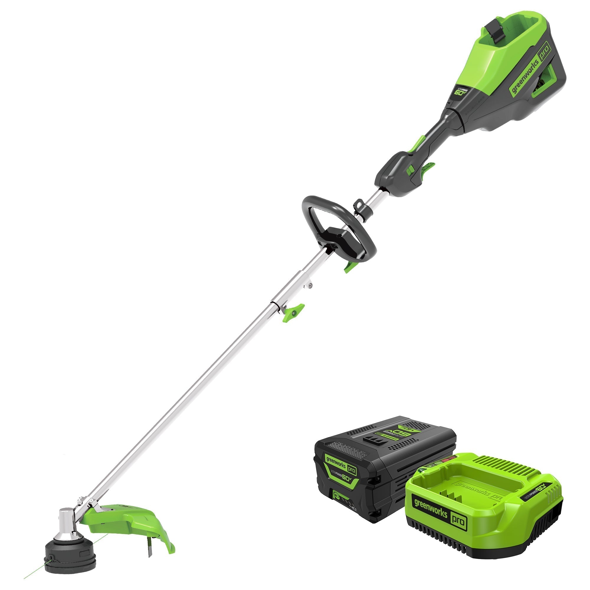 60V 16" Cordless Battery String Trimmer (Attachment Capable) & Horizontal Blower Attachment w/ 4.0 Ah Battery & Charger