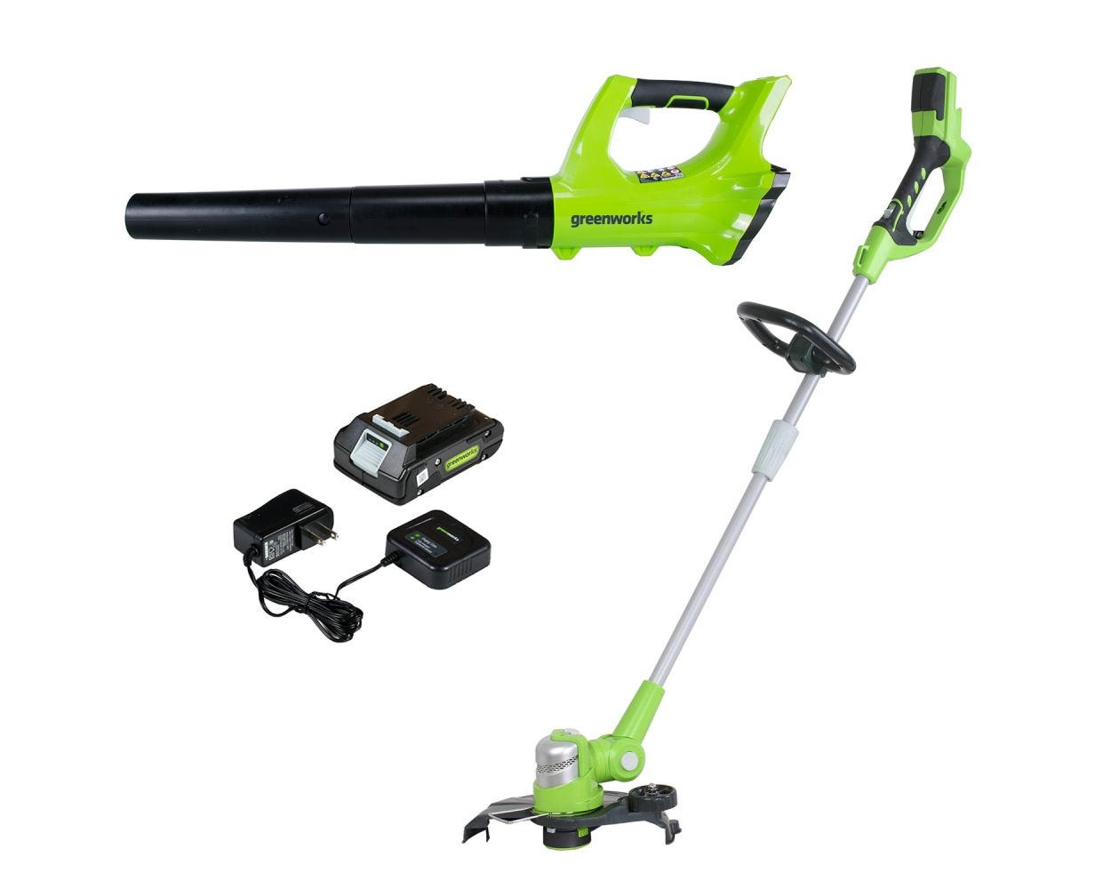 24V Cordless 12" String Trimmer & Leaf Blower with 2.0 Ah Battery